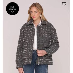 Avec Les Filles Women's Embellished Aviator Jacket NWT size medium gray